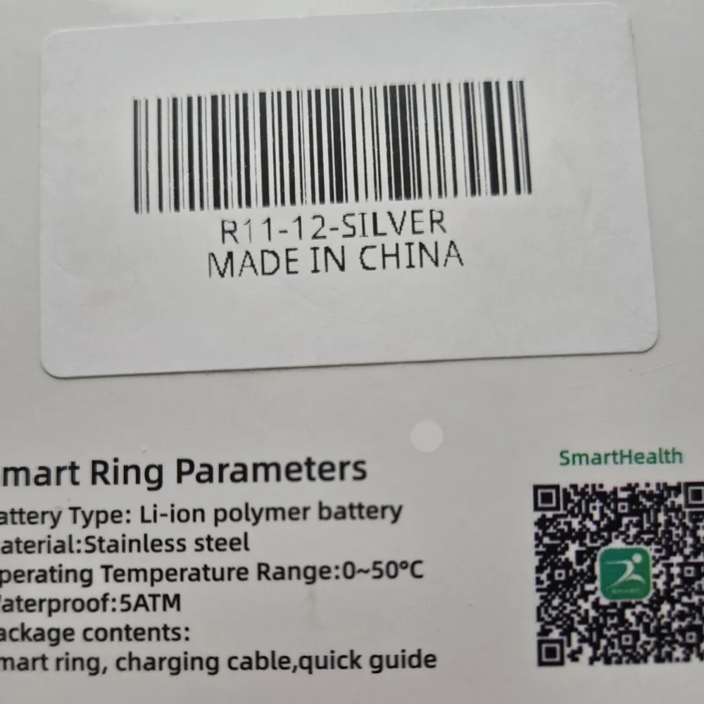 Smart Ring Silver Size 12 Wireless Health & Notification Ring NWT